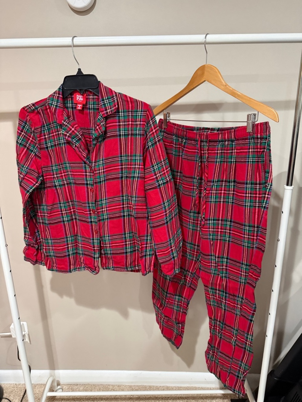 Macy's Red Green Plaid Two-Piece Pajama Set